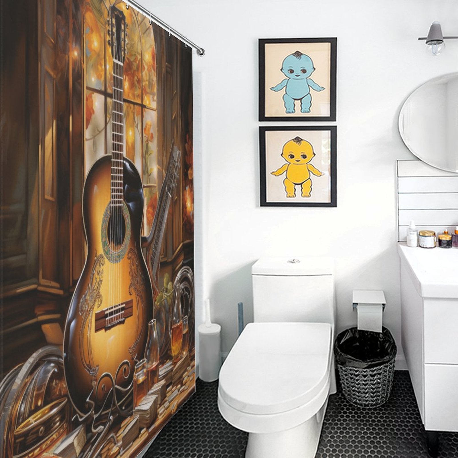 Symphony of Strings Guitar Shower Curtain