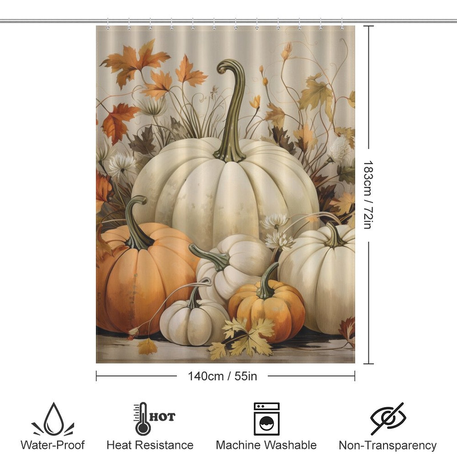 ThankfulHome Pumpkin Shower Curtain