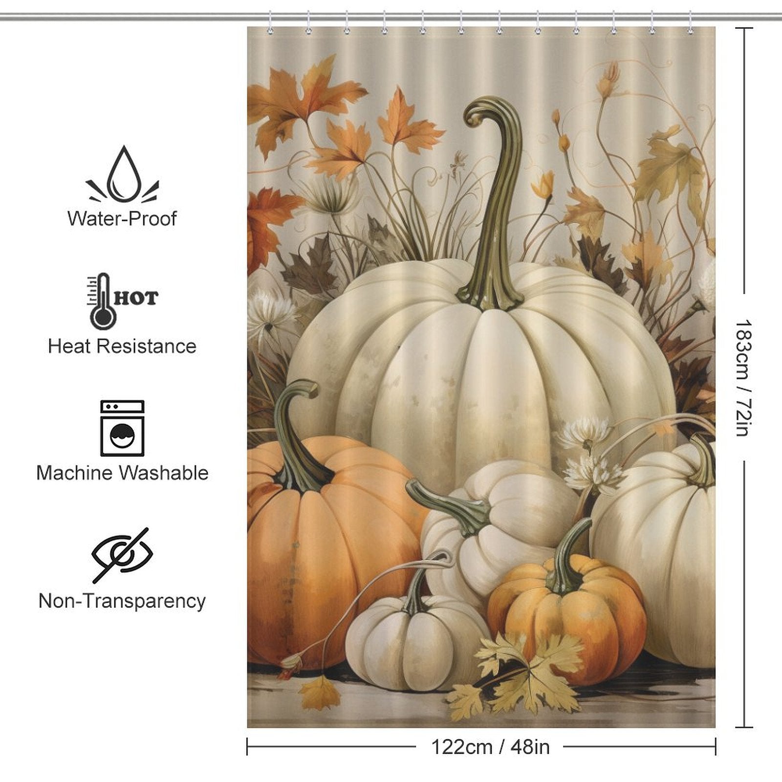 ThankfulHome Pumpkin Shower Curtain