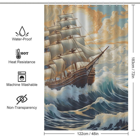 Timeless Nautical Ship Shower Curtain