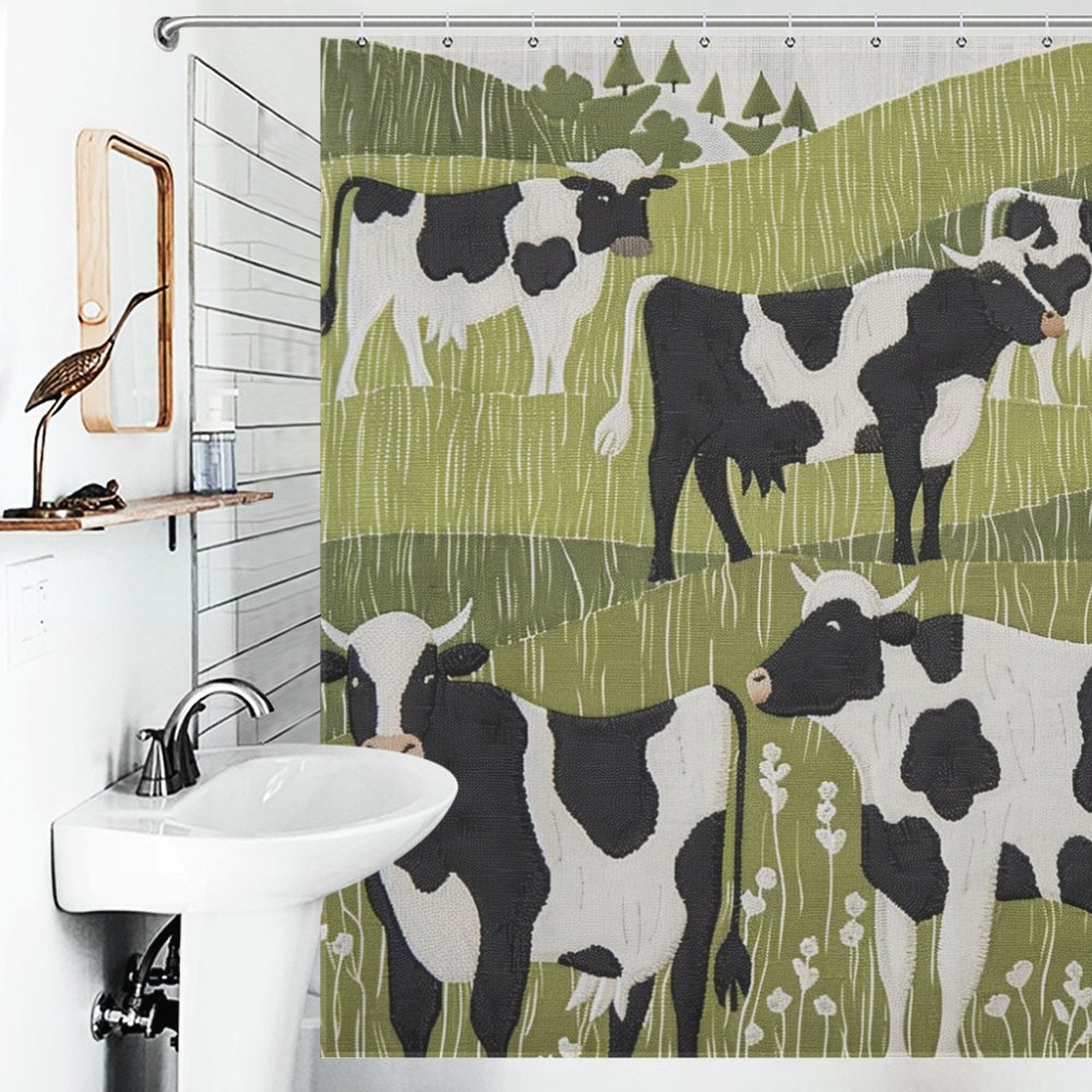Tranquil Oasis Cow Shower Curtain