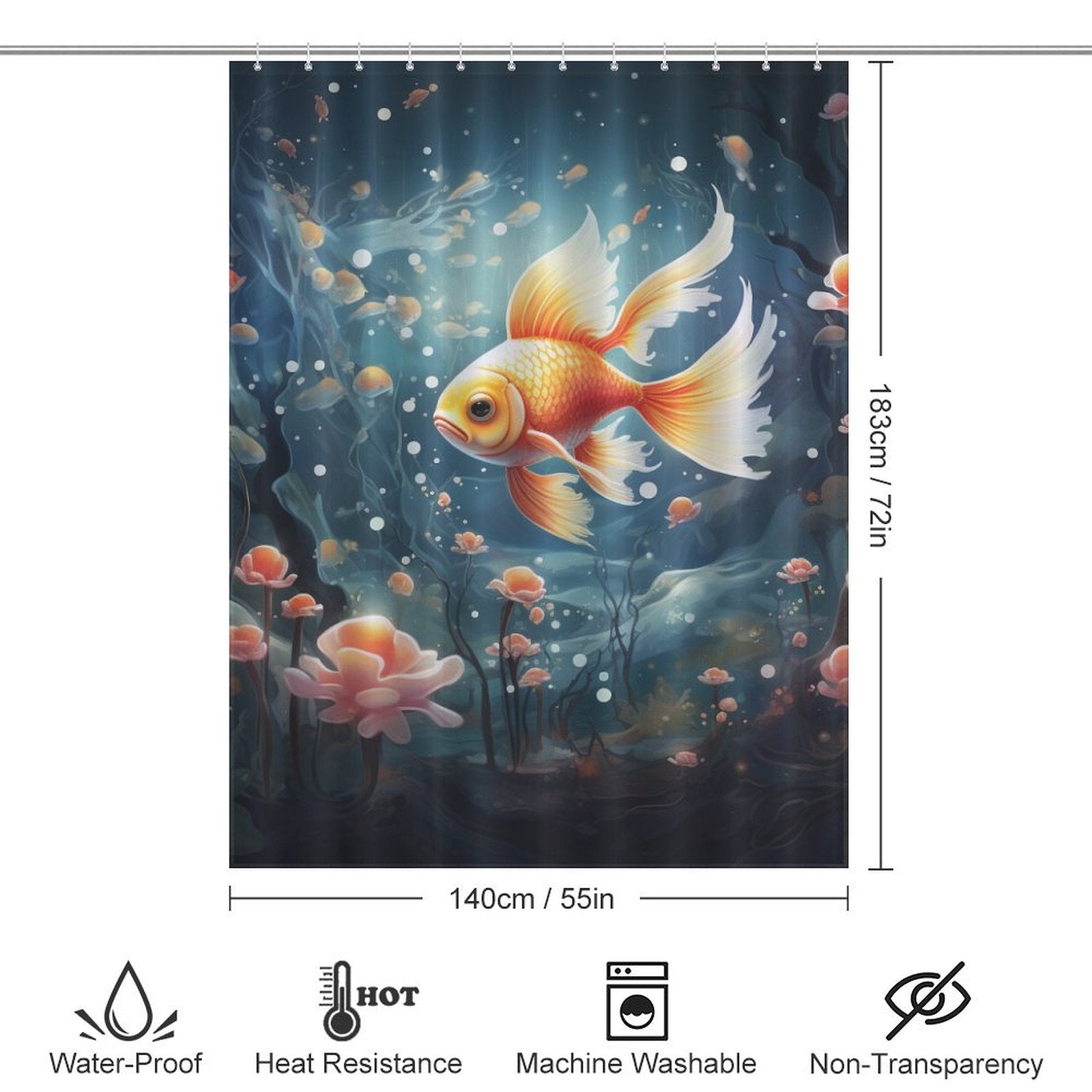 Tranquil Underwater Goldfish Shower Curtains