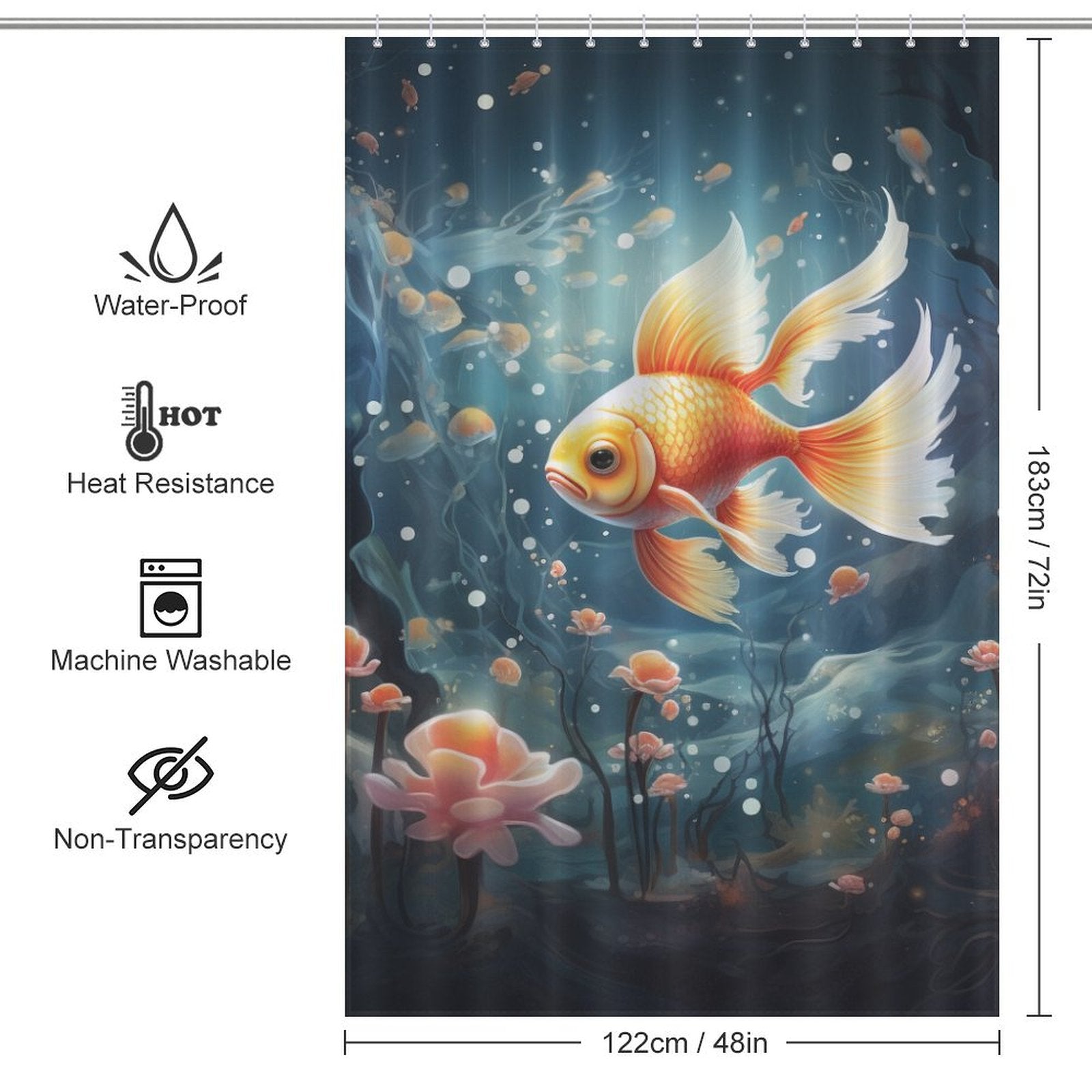 Tranquil Underwater Goldfish Shower Curtains