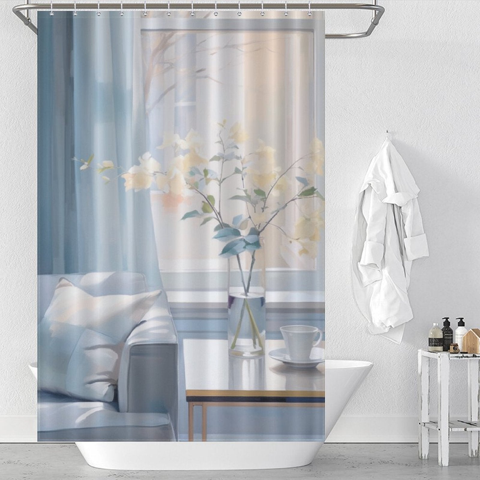 Trendy Yellow Gray Blue Curtain