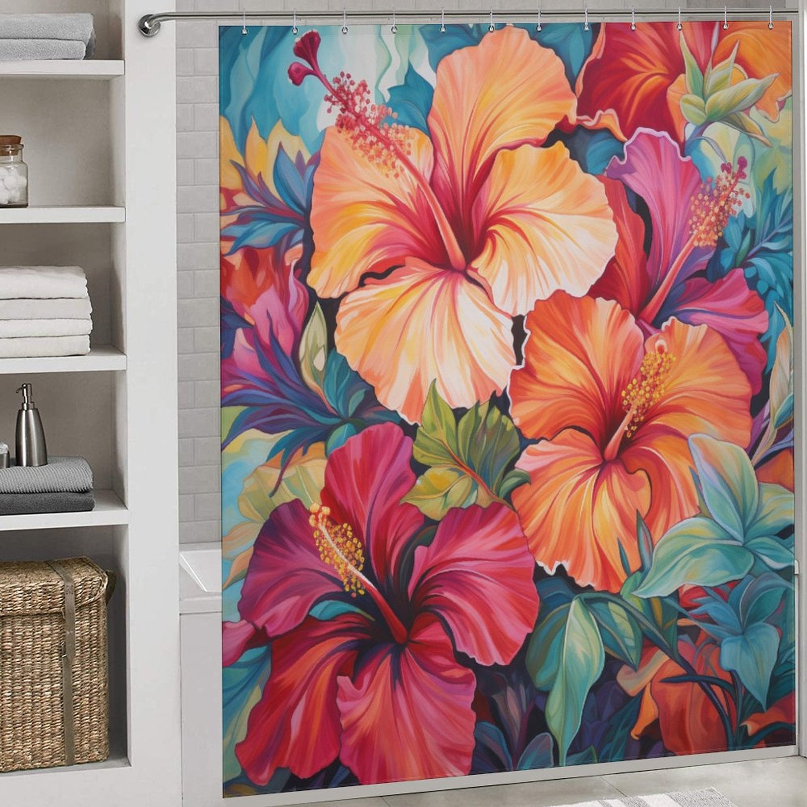 TropicalAllure Hibiscus Shower Curtain