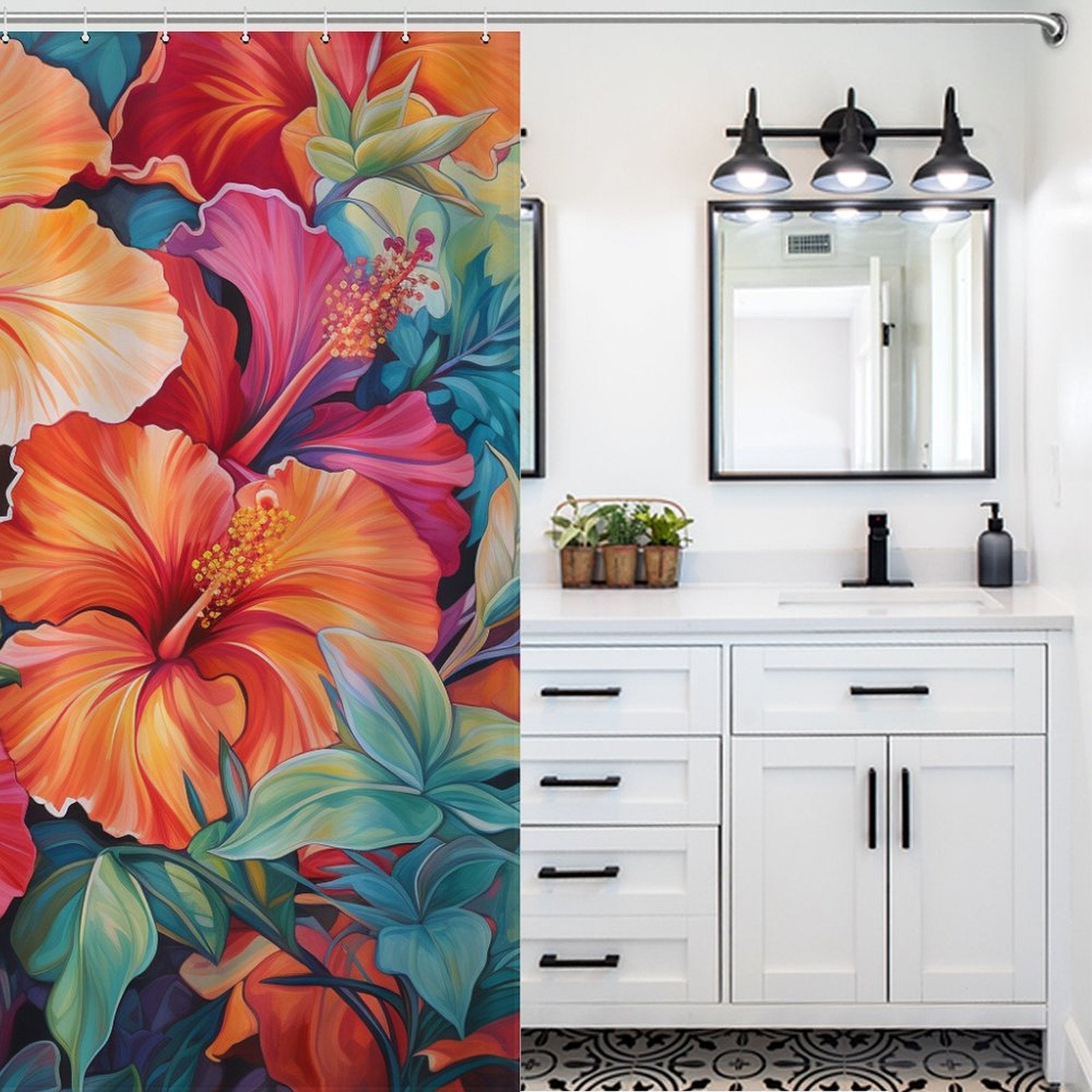 TropicalAllure Hibiscus Shower Curtain