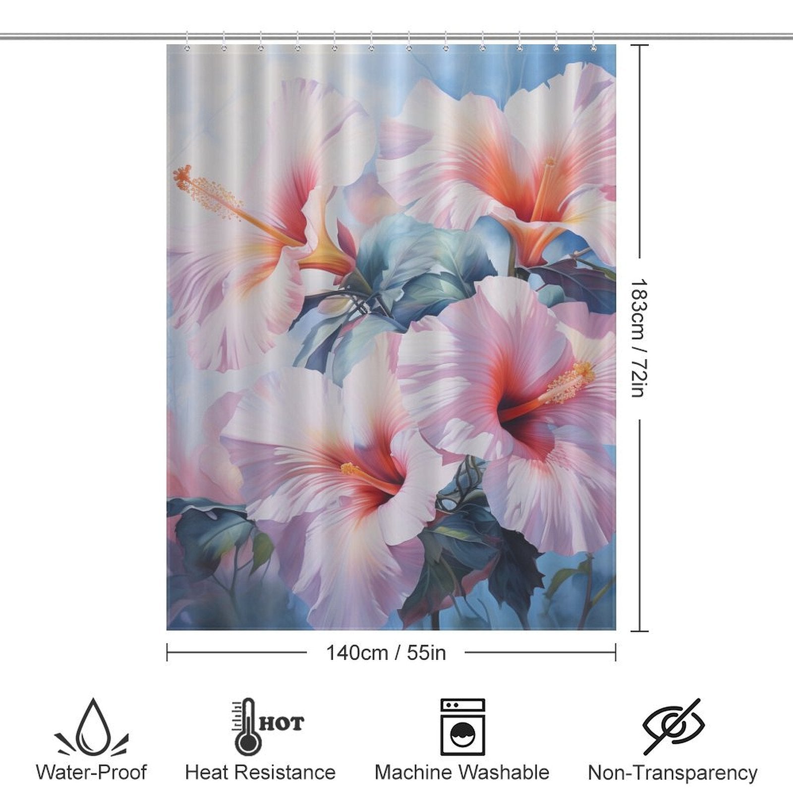 TropicalWhispers Hibiscus Shower Curtain