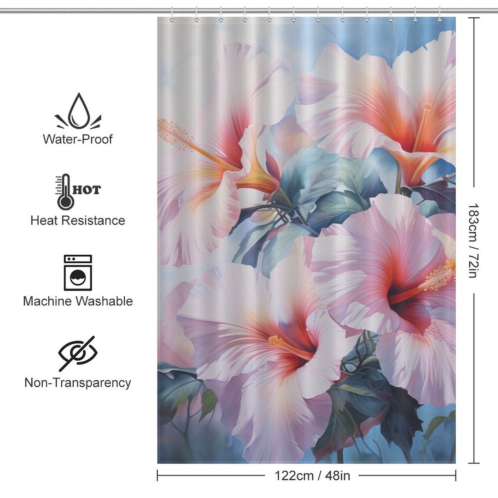 TropicalWhispers Hibiscus Shower Curtain