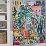 Tropical Artistic Leopard Boho Shower Curtain