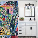 Tropical Artistic Leopard Boho Shower Curtain