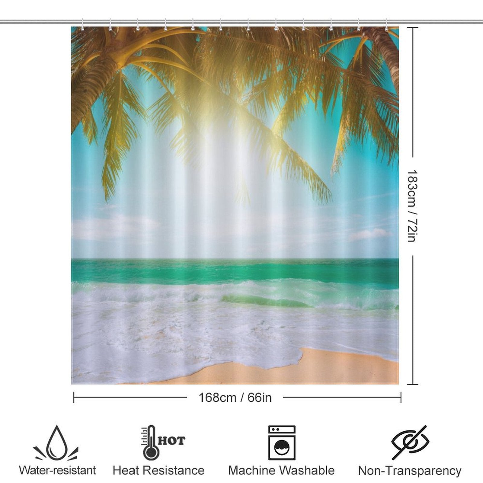 Tropical Palm Tree Beach Shower Curtain