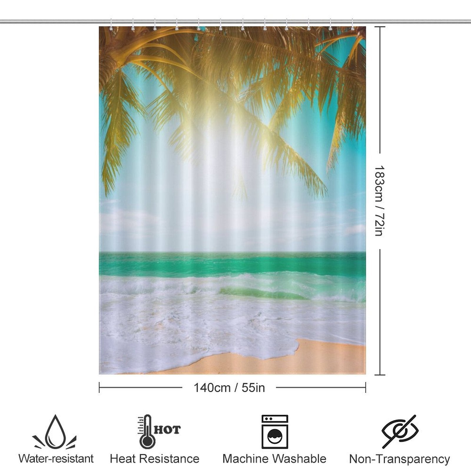 Tropical Palm Tree Beach Shower Curtain
