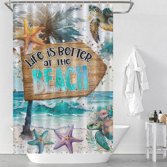 Tropical Sea Turtles Beach Shower Curtain