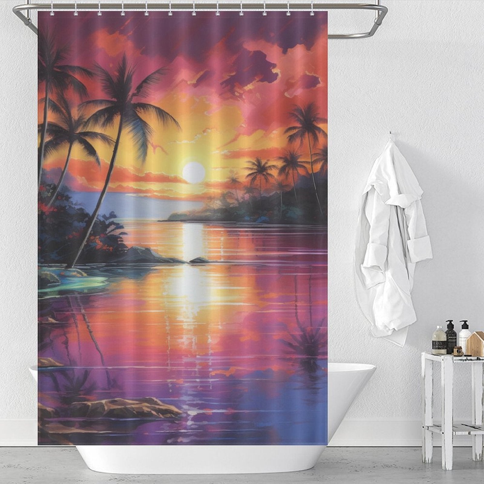 Twilight Capture Tropical Sunset Shower Curtain