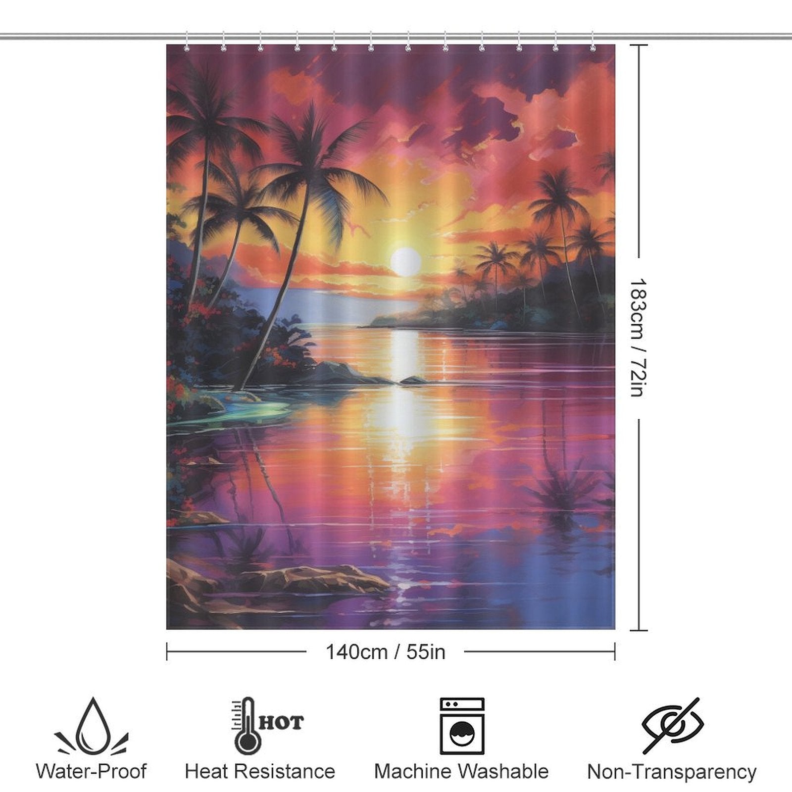 Twilight Capture Tropical Sunset Shower Curtain