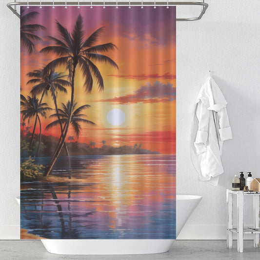 Twilight Paradise Tropical Sunset Shower Curtain