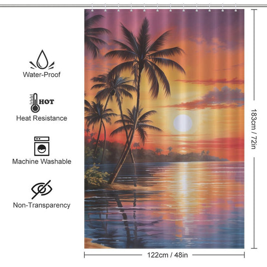 Twilight Paradise Tropical Sunset Shower Curtain