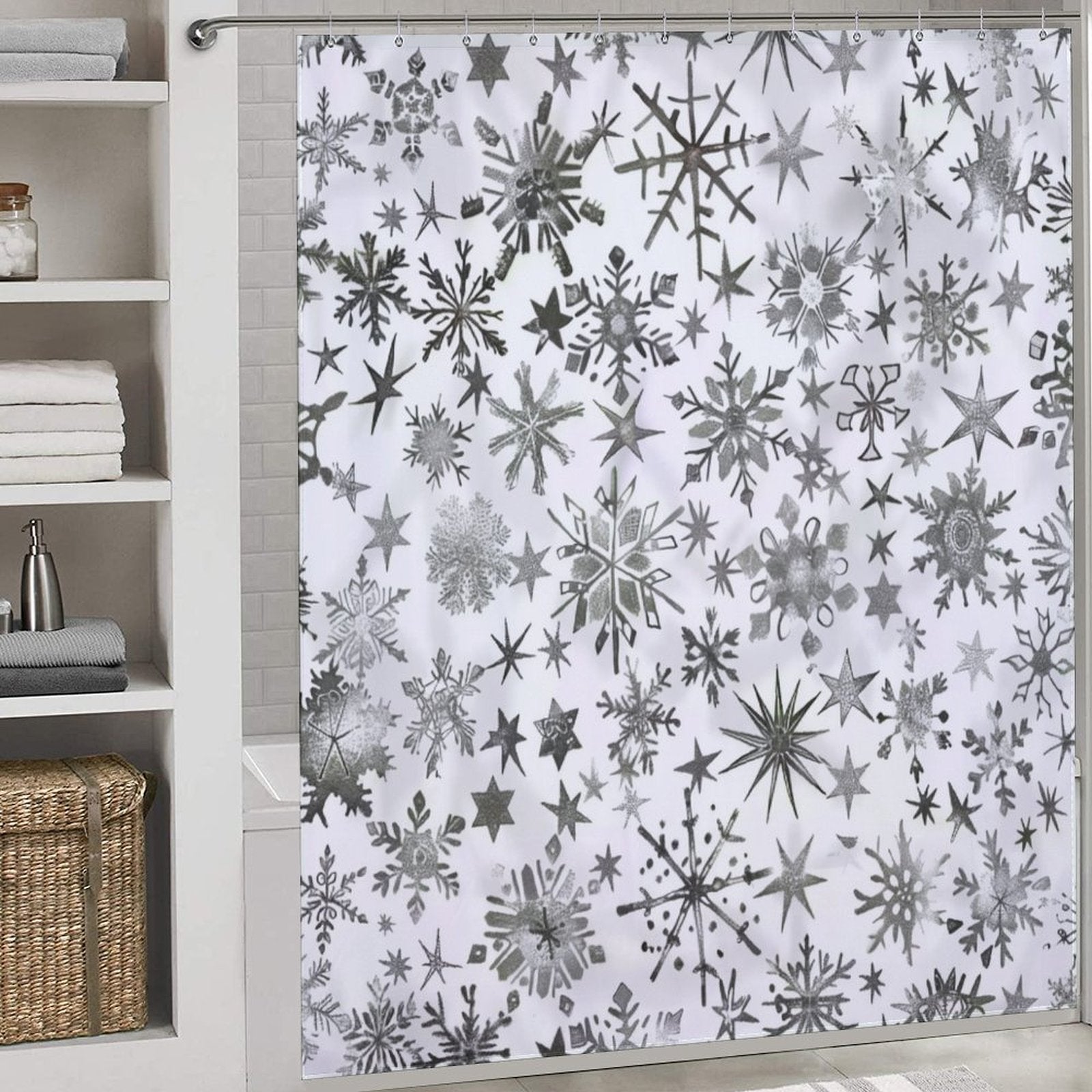 Twinkle Snowflake Winter Shower Curtain