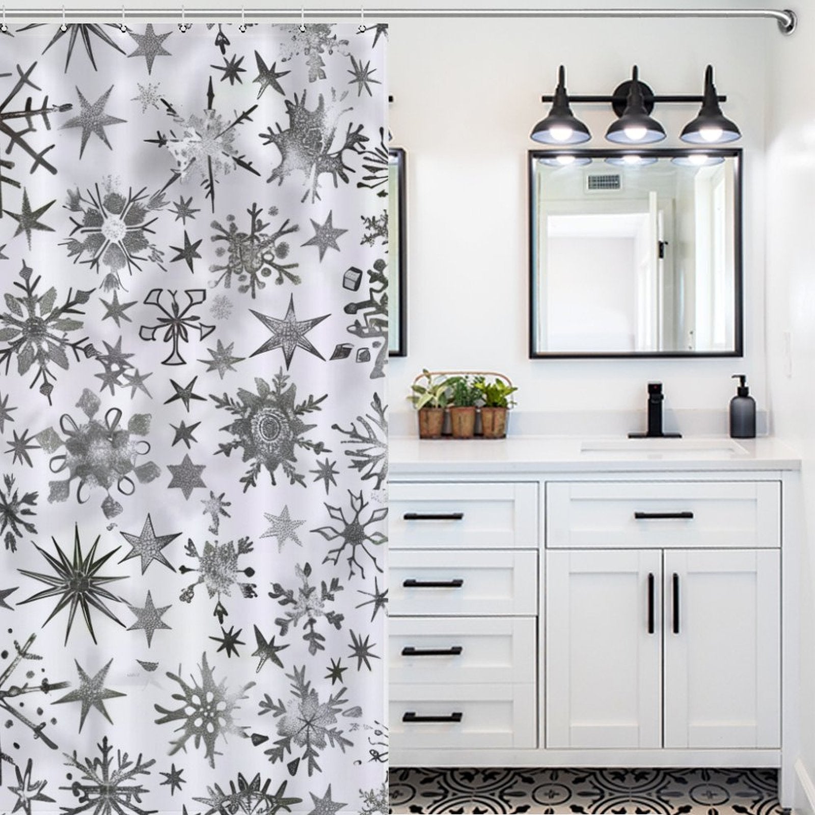 Twinkle Snowflake Winter Shower Curtain