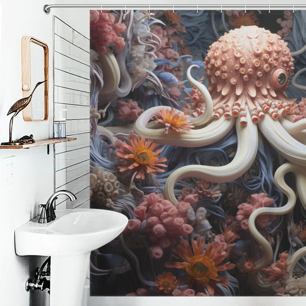 Underwater Mystery Octopus Shower CurtainCottoncat