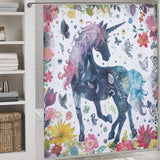 Unicorn Floral Boho Shower Curtain