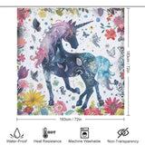 Unicorn Floral Boho Shower Curtain