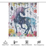 Unicorn Floral Boho Shower Curtain