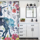 Unicorn Floral Boho Shower Curtain