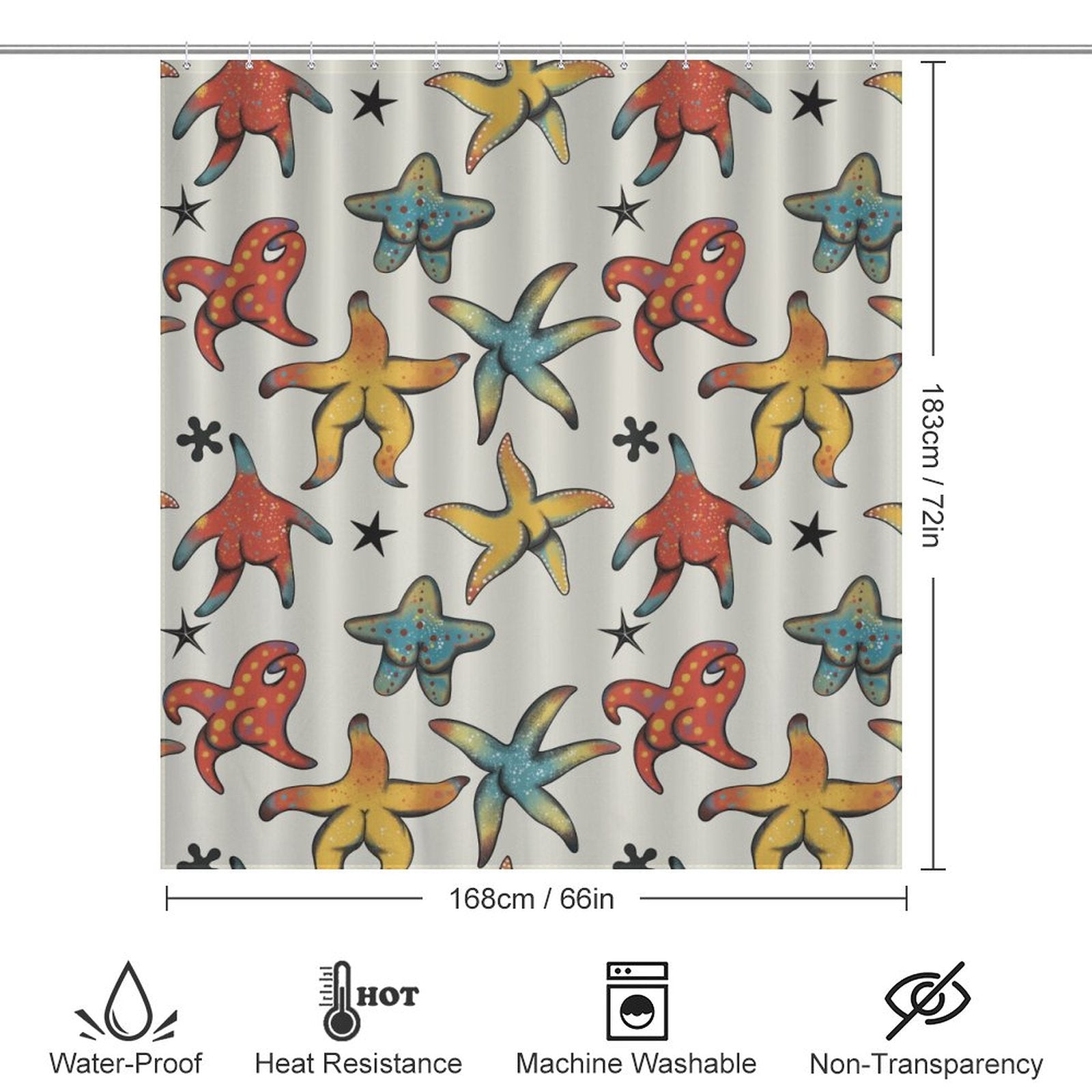 Add coastal vibes to your bathroom decor with this Unique Funny Starfish Butt Shower Curtain from Cotton Cat.