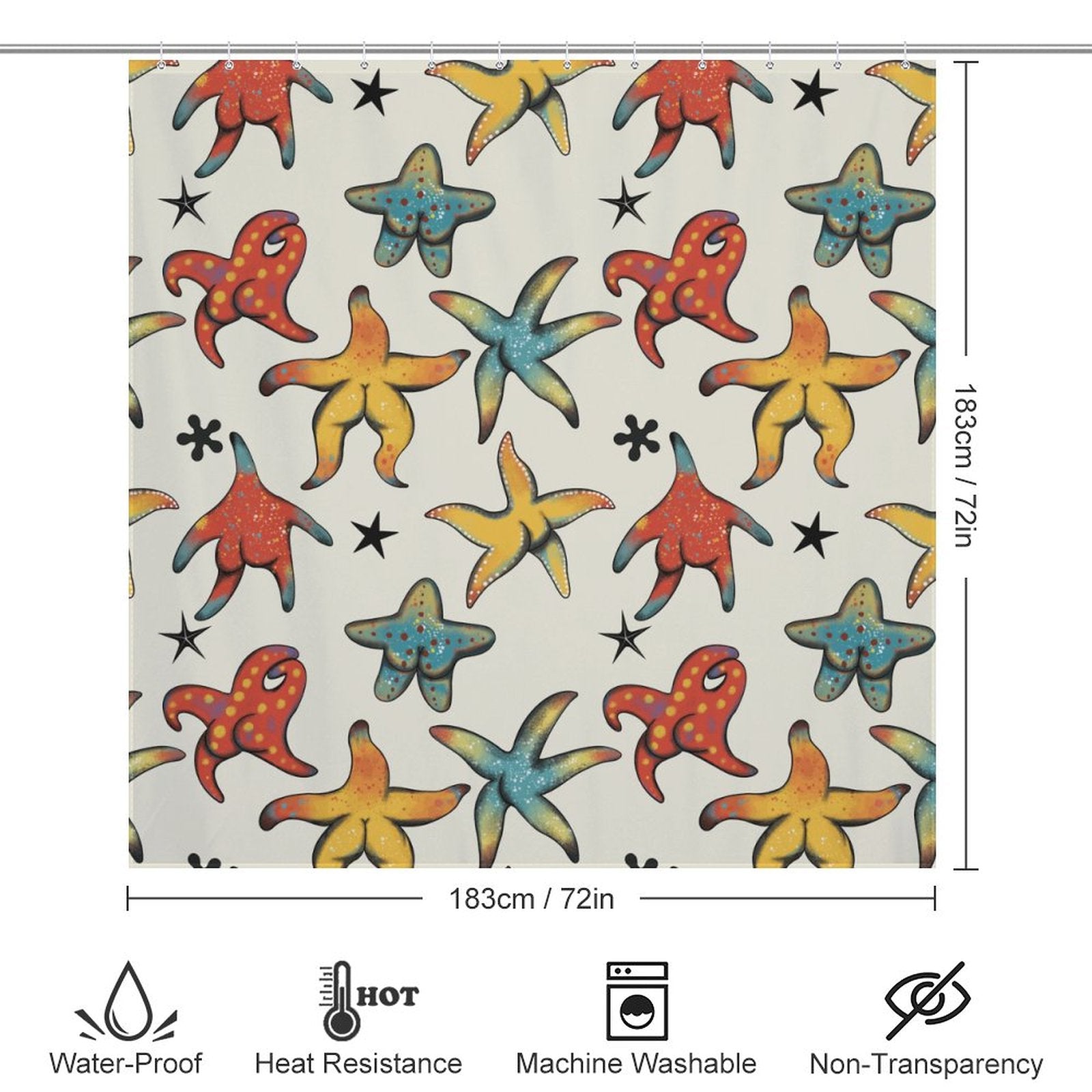 An image of a Unique Funny Starfish Butt Shower Curtain-Cottoncat by Cotton Cat.