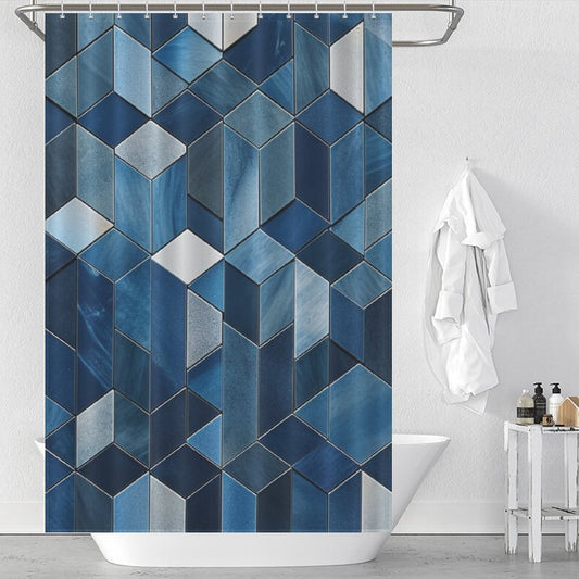 Unique Blue Geometric Shower Curtain