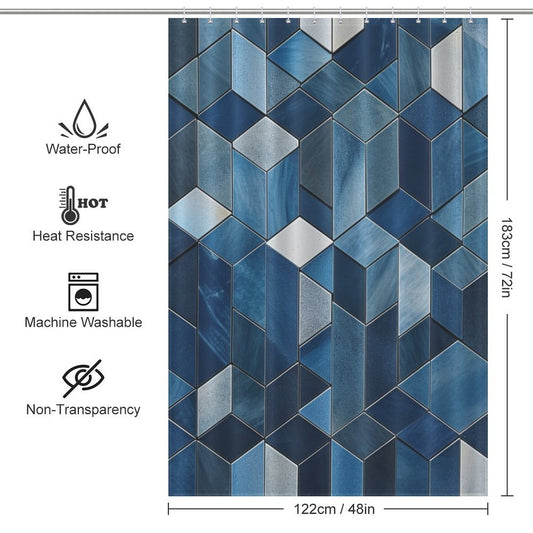 Unique Blue Geometric Shower Curtain