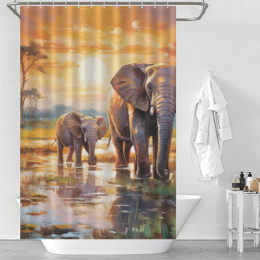 Unique Happy Elephant Shower Curtain 