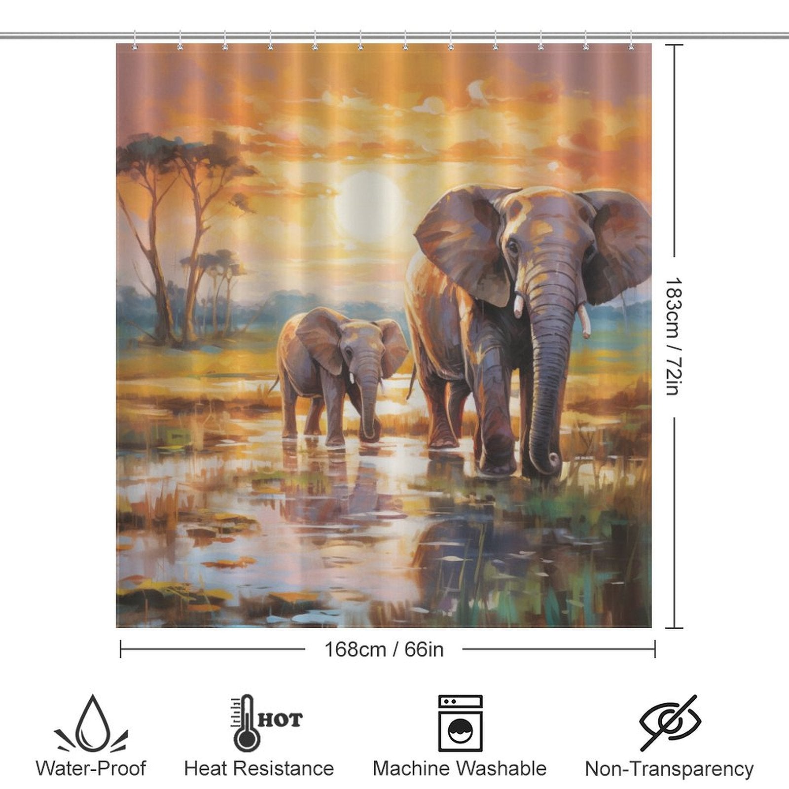 Unique Happy Elephant Shower Curtain 