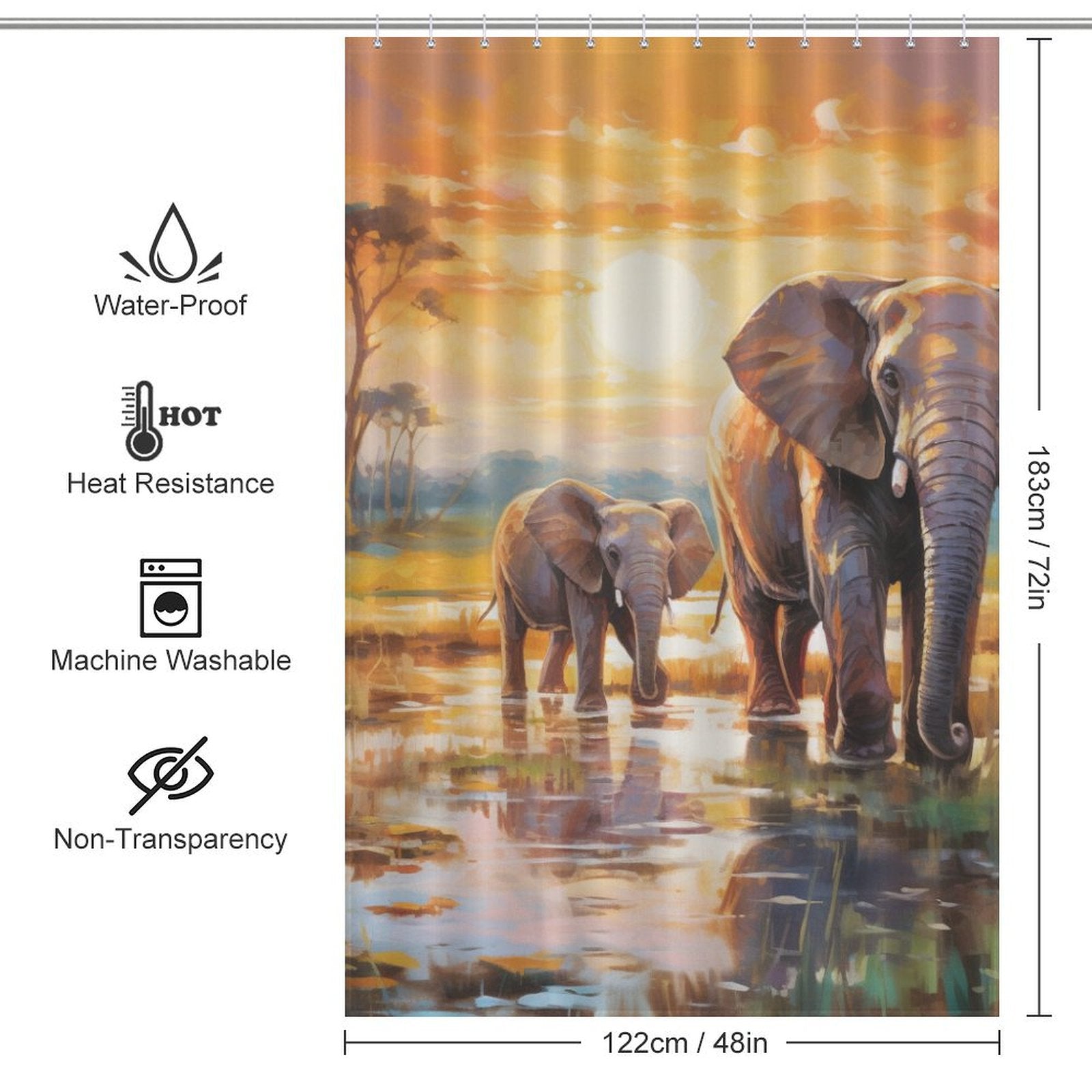 Unique Happy Elephant Shower Curtain 