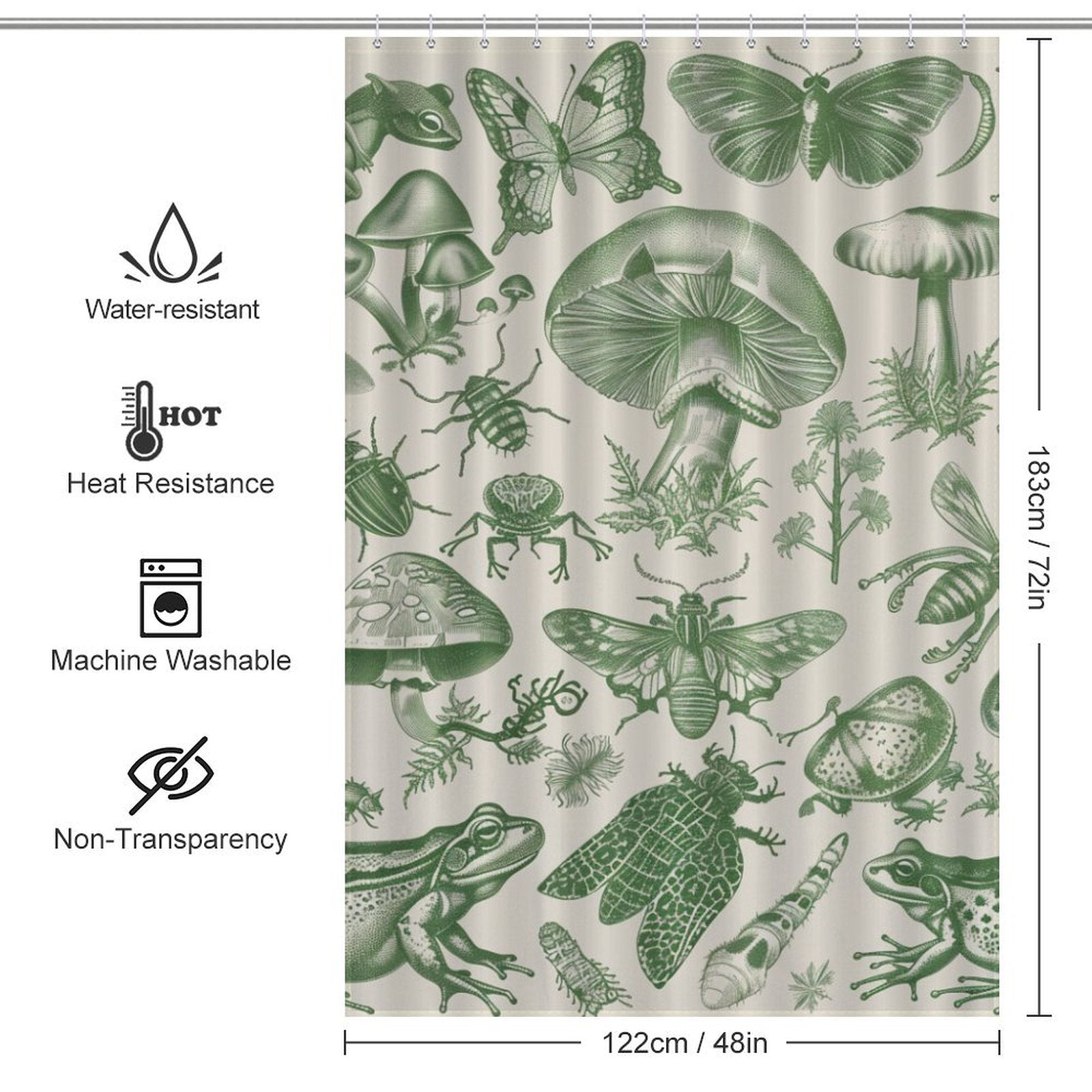 Unique Mushroom and Butterfly Cute Shower Curtain