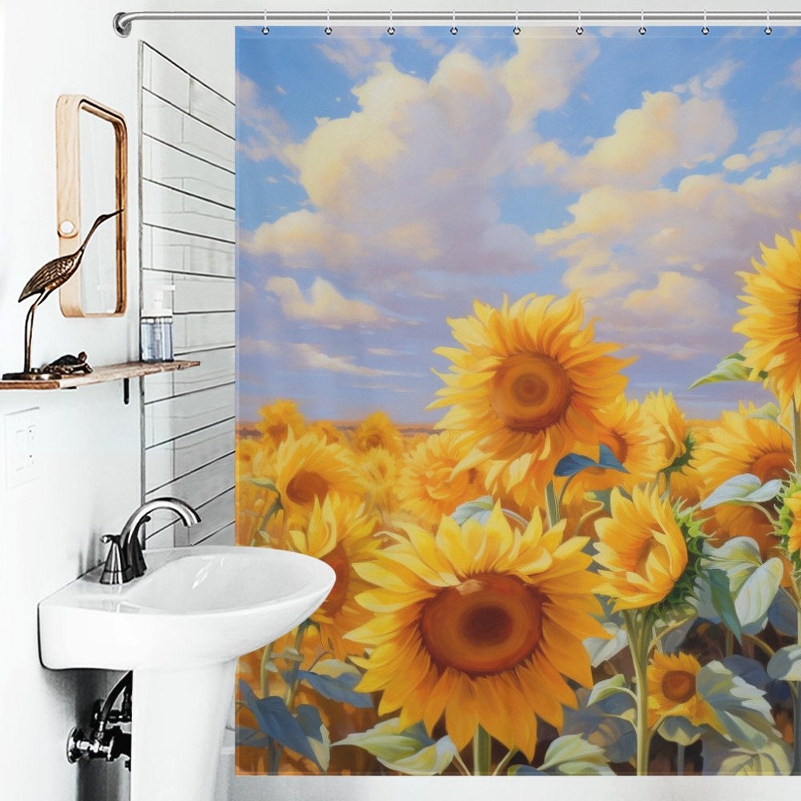 Uplifting Sunflower Shower Curtain Sunny Vibes 