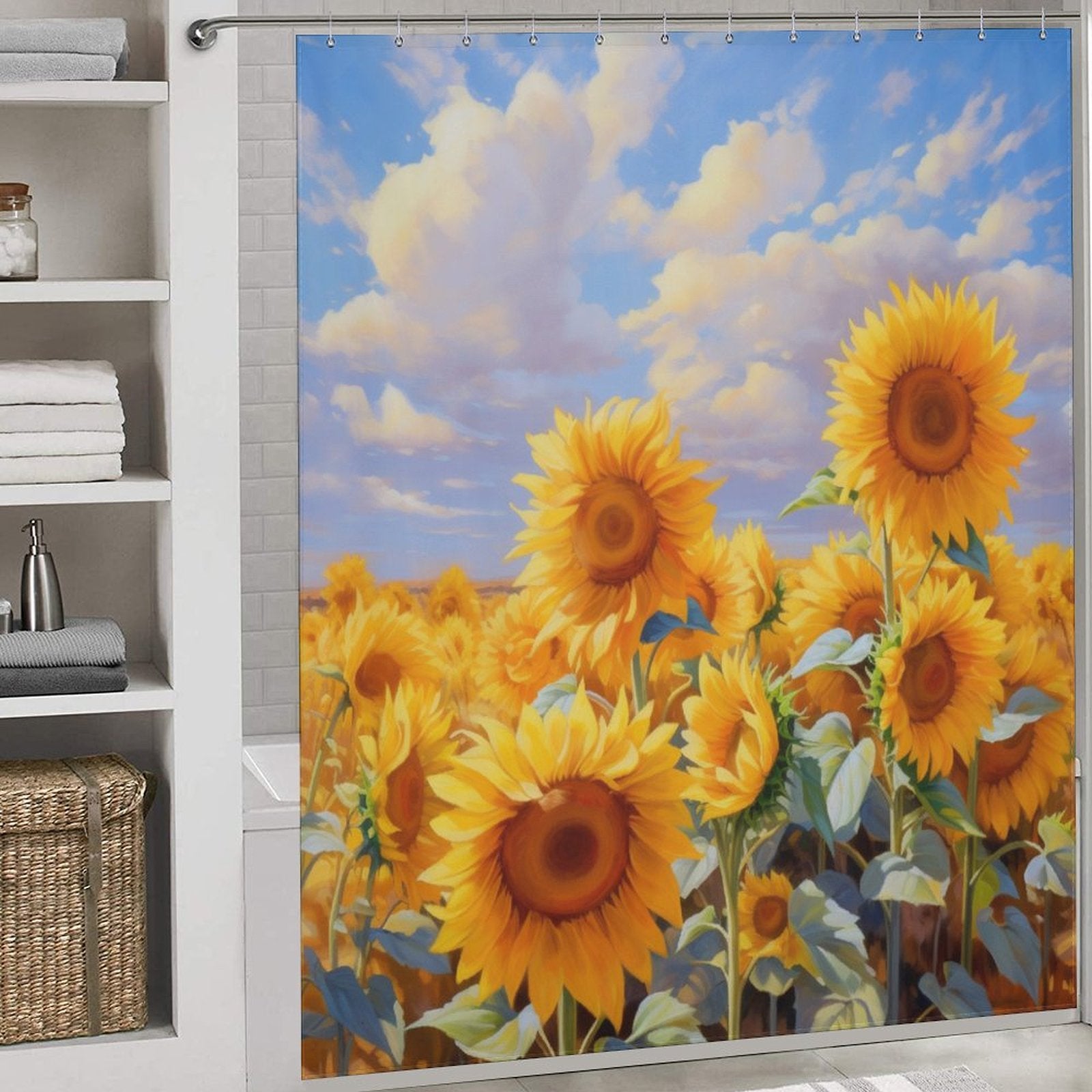 Uplifting Sunflower Shower Curtain Sunny Vibes 