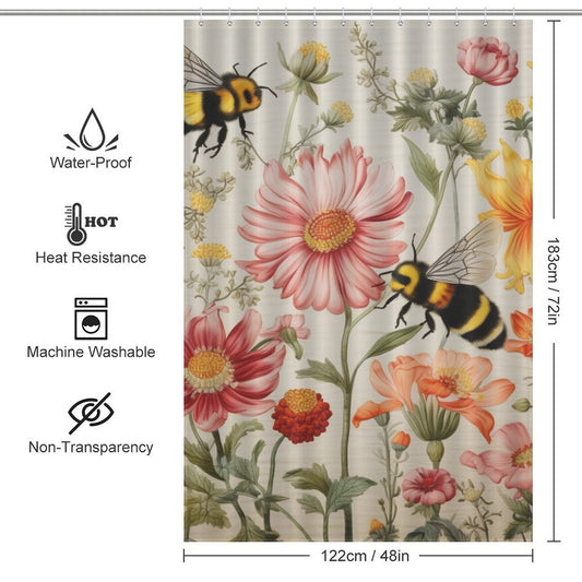 Vibrant Bumble Bee Shower Curtain