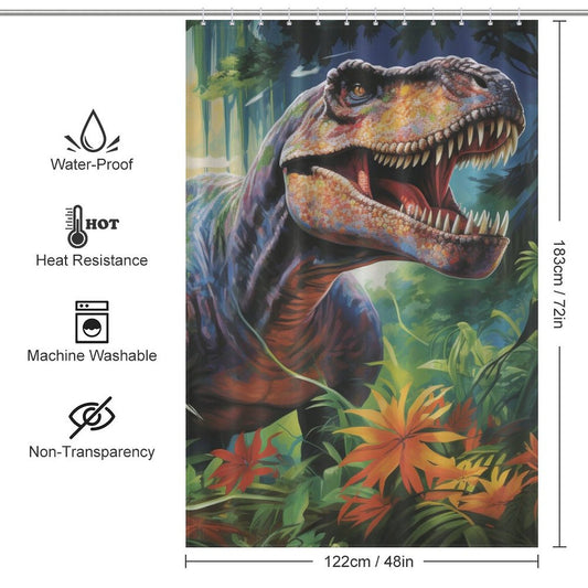 Vibrant Dinosaurs Shower Curtain Print