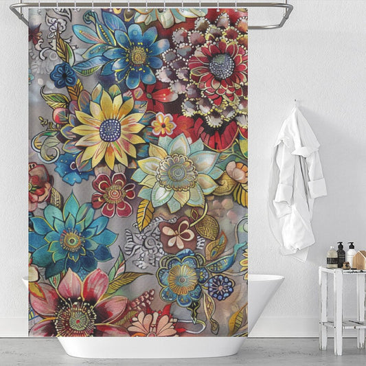 Vibrant Floral Boho Shower curtain