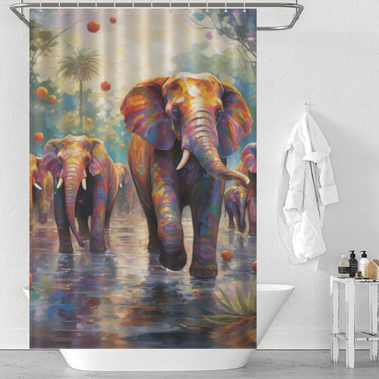 Vibrant Happy Elephant Shower Curtain