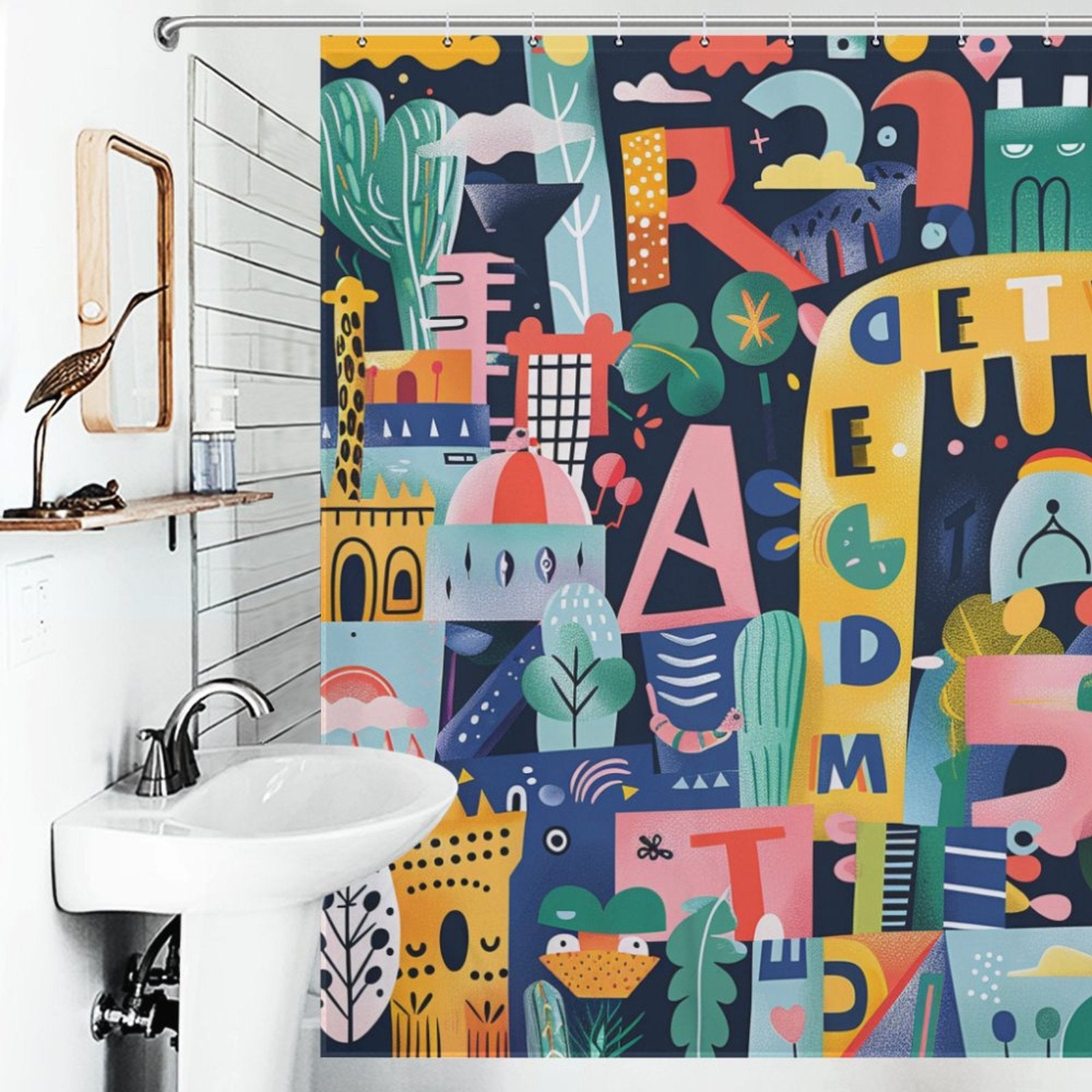 Vibrant Learning Environment Alphabet Shower Curtain