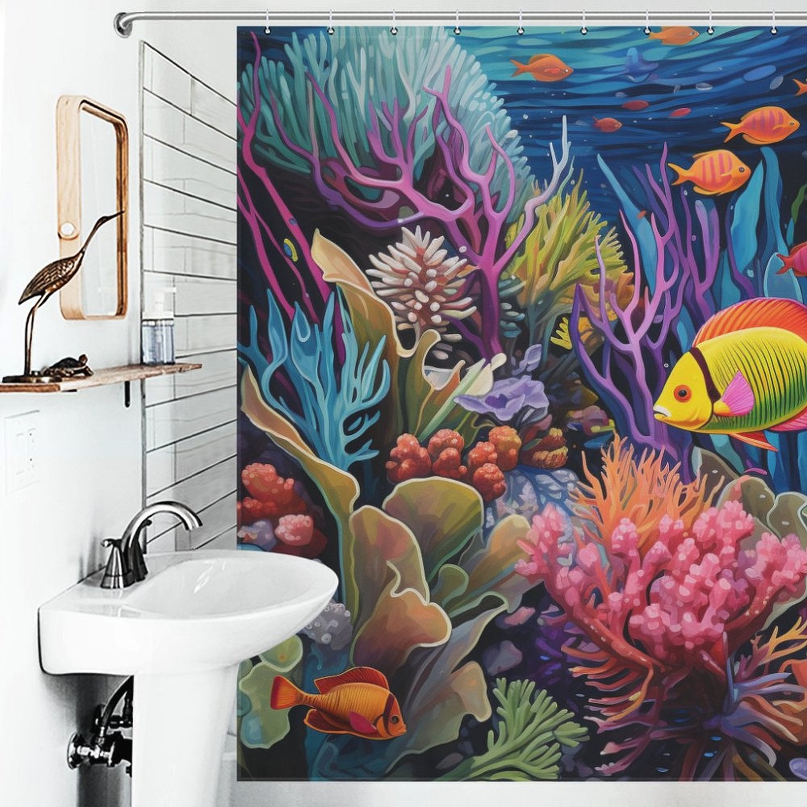 Vibrant Marine Life Aquarium Shower Curtain