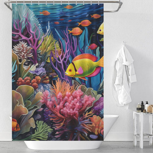 Vibrant Marine Life Aquarium Shower Curtain