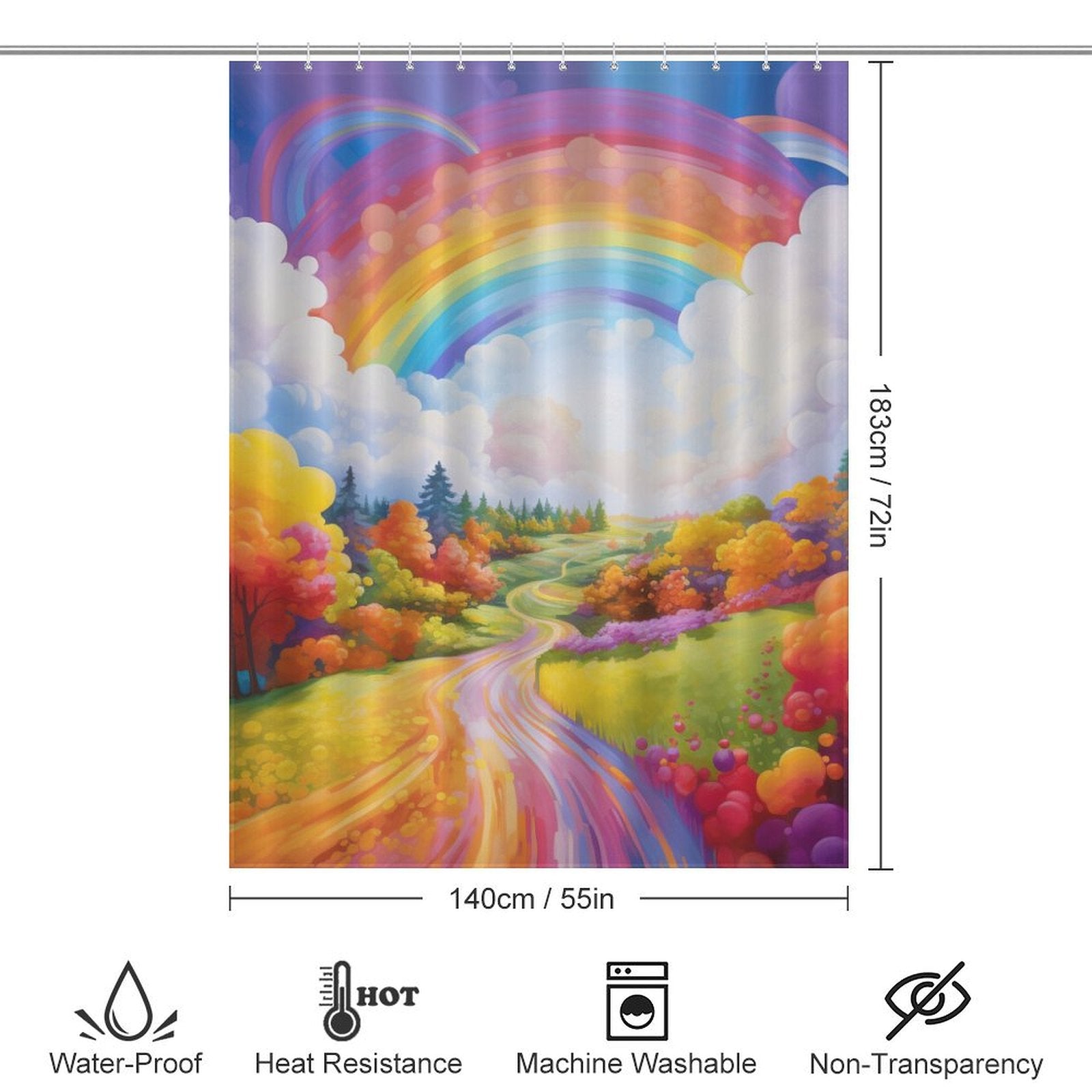 Vibrant Rainbow Shower Curtain