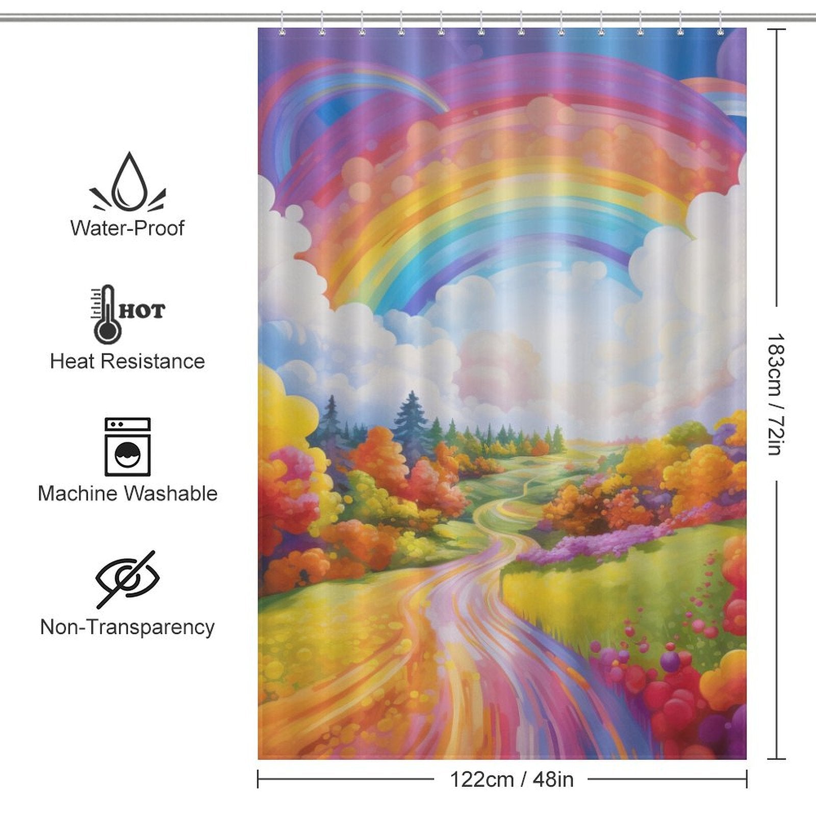 Vibrant Rainbow Shower Curtain