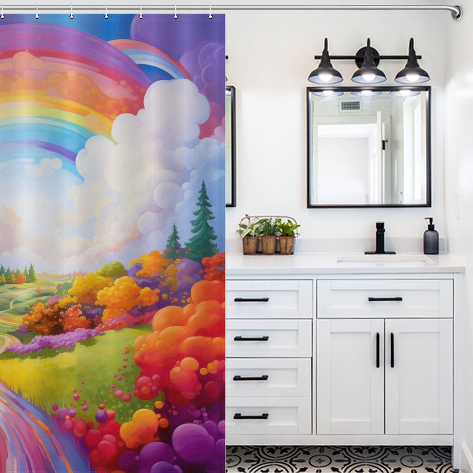 Vibrant Rainbow Shower Curtain