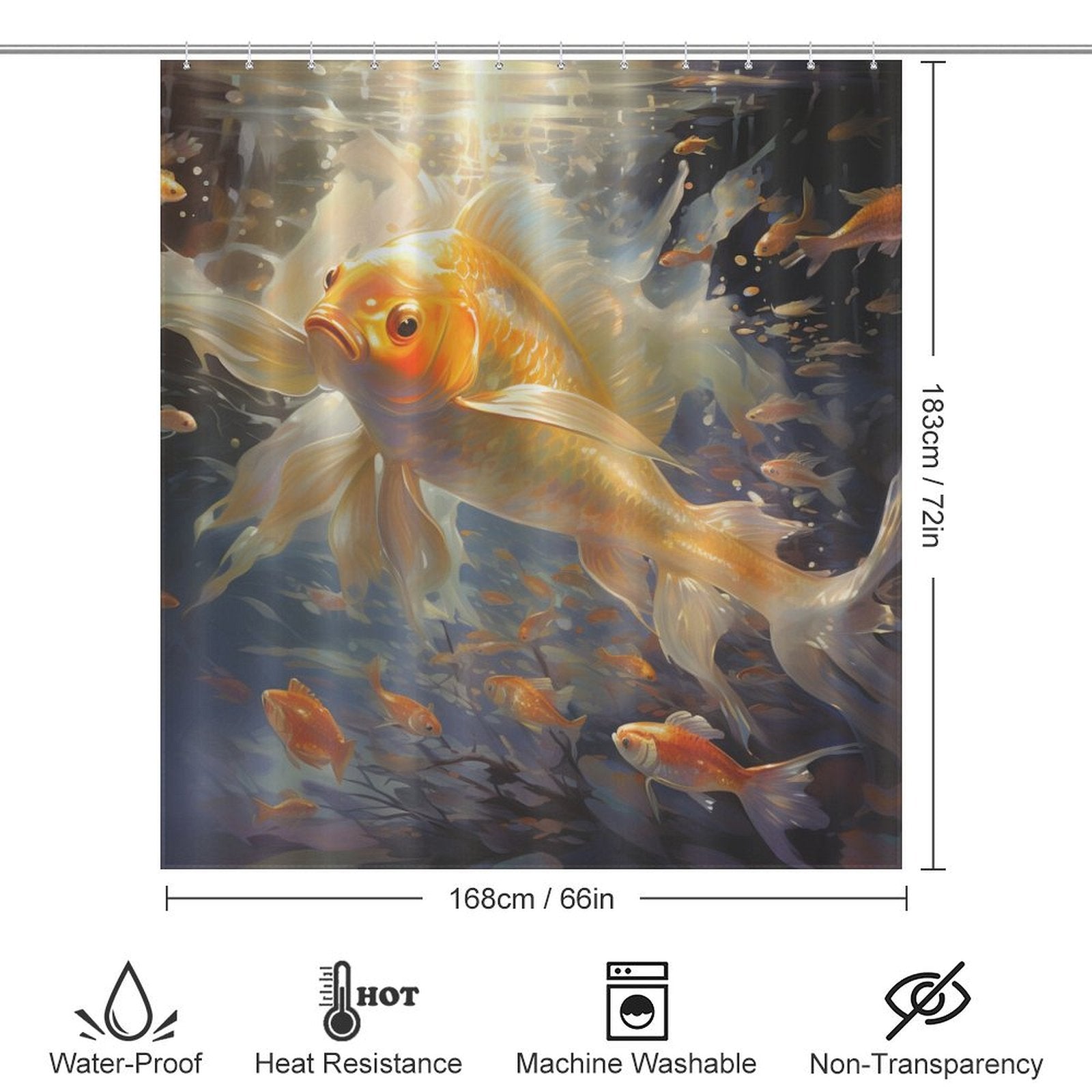 Vibrant Realistic Goldfish Shower Curtain