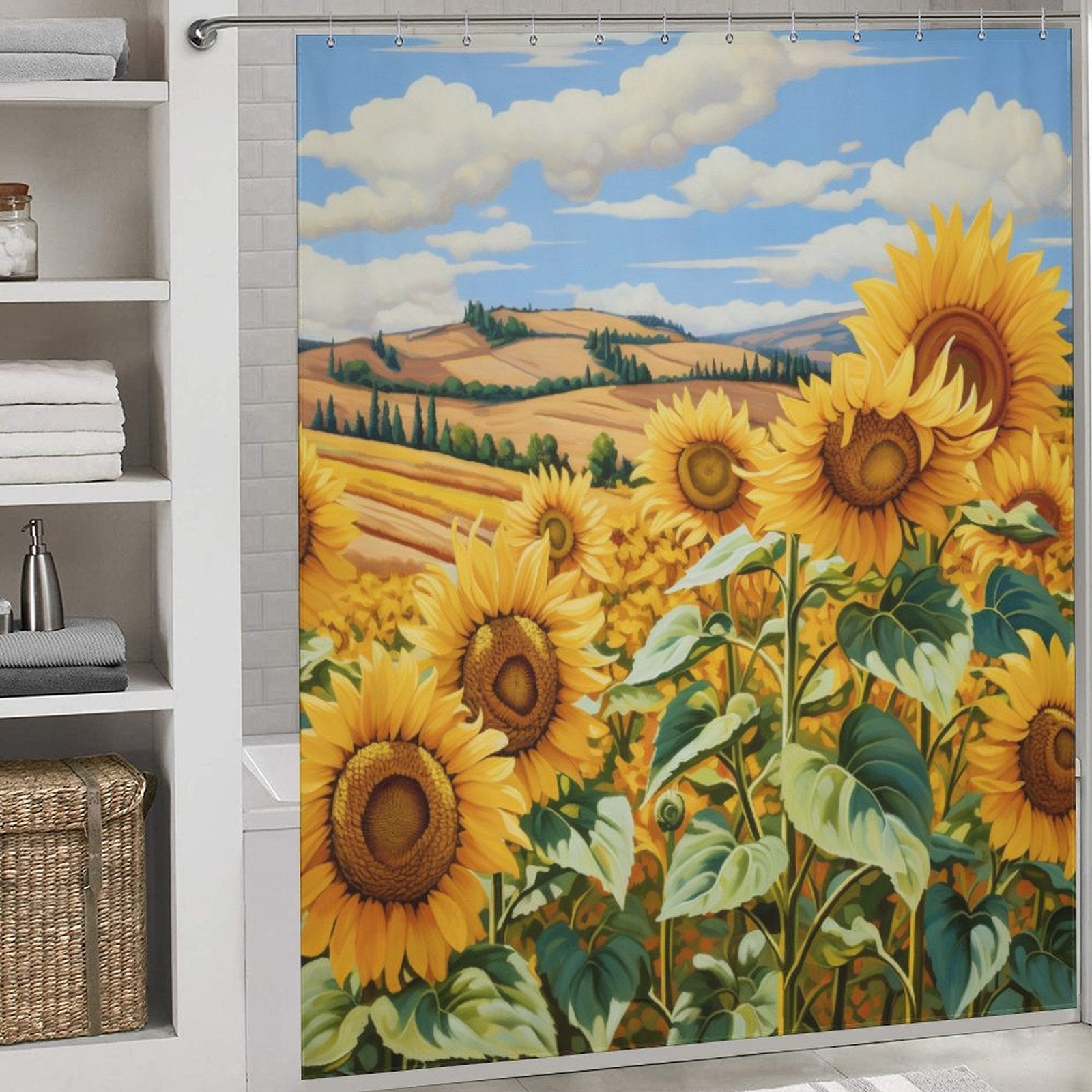 Vibrant Sunflower Shower Curtain Uplifting 